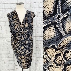 Nine West Snakeskin Work Dress Office Vixen Plunge Executive Boardroom Size 10